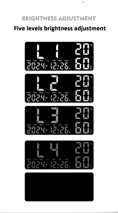 Digital Wall Clock with Remote Control and Humidity Display - Smarsty