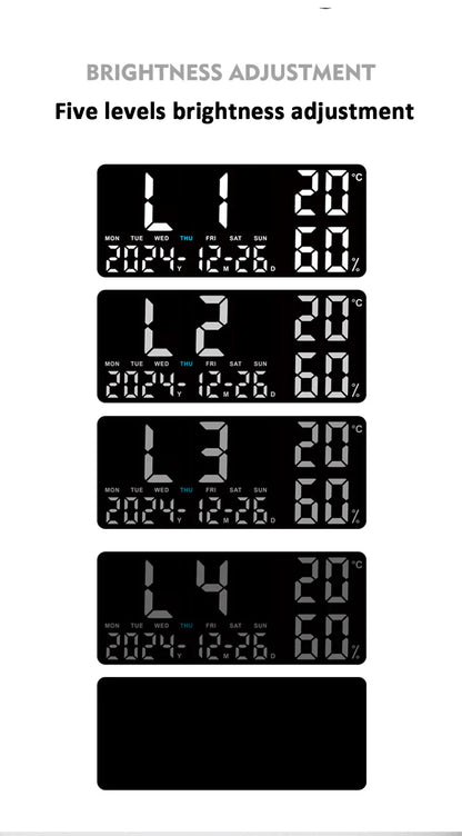 Digital Wall Clock with Remote Control and Humidity Display - Smarsty