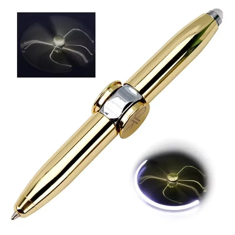 Multifunctional Decompression Finger Rotate Luminous Gyro Pens Toy Fidgets Spinner LED Light Ballpoint Pen Metal Gyro Pen Gift by Smarsty