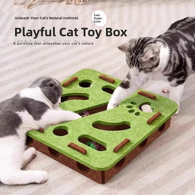 Cat Puzzle Toy Felt Puzzle Box Cat Exercise Toy With Ball Indoor Sports Entertainment Hunting Cat Toys For Indoor Cats - Smarsty