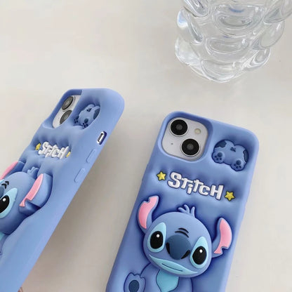 Cute Stitch iPhone Case With Silicone Grip Holder Stand - Smarsty