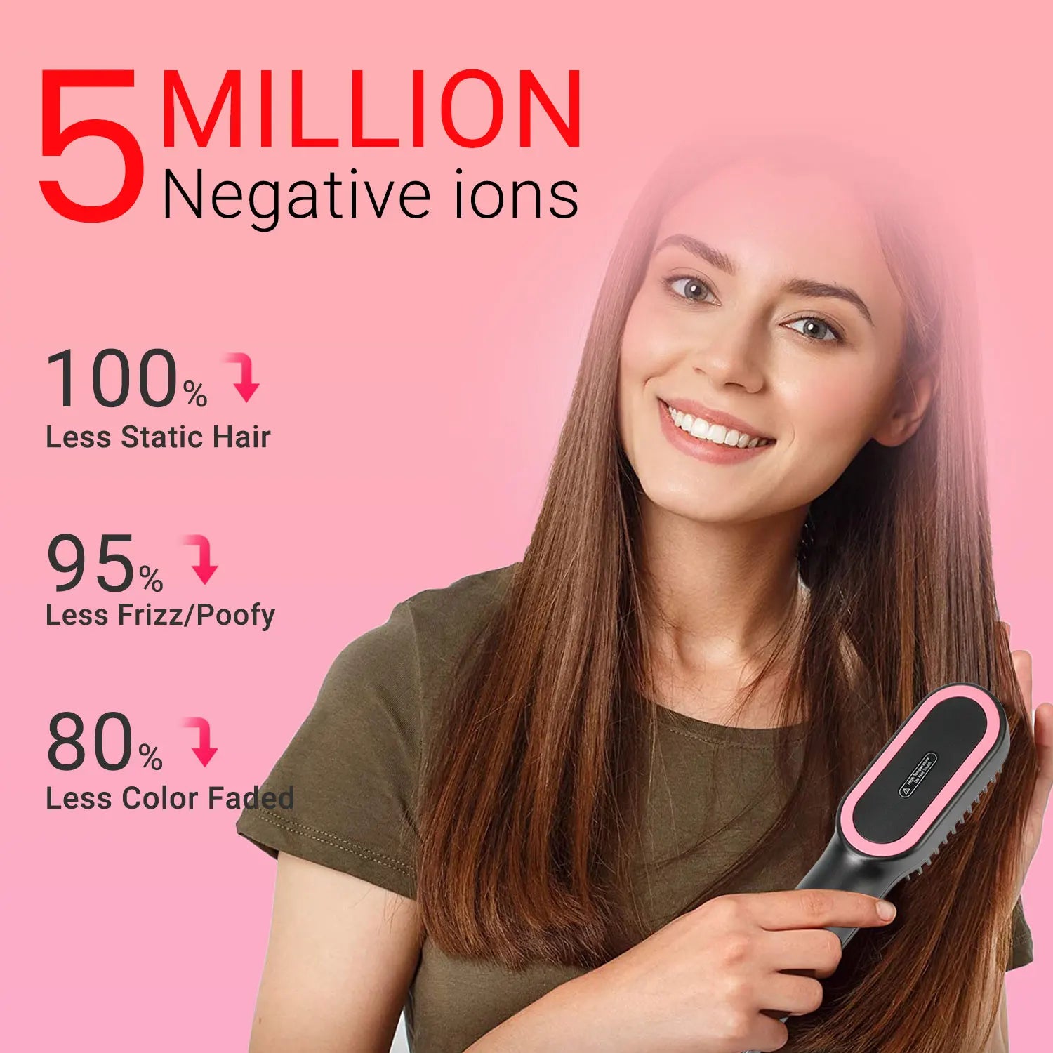 KIPOZI Hair Dryer Brush Negative lon 3 In 1 Hot Air Dryer Styler and Volumizer Pro Hair Straightener Curler Blow Dryer Brush