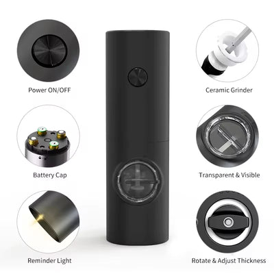Electric Automatic Salt & Pepper Grinder with Spice Mill Storage Bins Kitchen Adjustable Grinding Tool by Smarsty