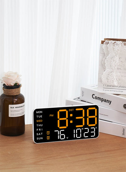 Large Digital Wall Clock with Temperature and Date Display - Smarsty