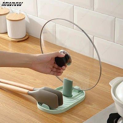 1pcs Polychrome Foldable Nordic Style Pot Holder Lid Shovel Storage Rack Practical Multifunctional Utensils for Kitchen Supplies by Smarsty