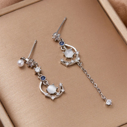 Korean Moon Butterfly Crystal Drop Earrings for Party Women - Smarsty