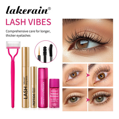 Lash & Brow Set Eyebrow Eyelash Growth Serum Peptide Mascara Eyelash Eyebrow Longer Fuller Thicker Curling Lash Eye Care Makeup