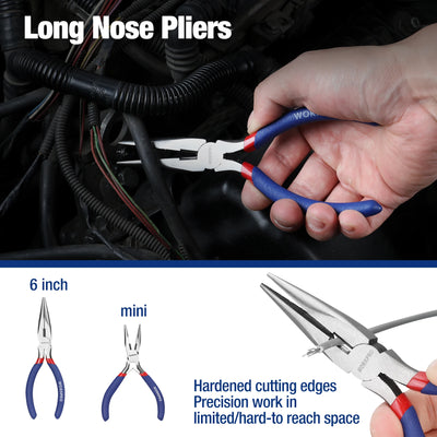 WORKPRO 7-piece  Pliers Set with Groove Joint, Long Nose, Slip Joint, Linesman and Diagonal Pliers for DIY