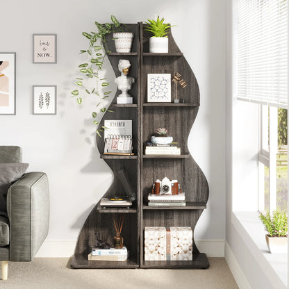 Tribesigns Corner Shelf, Modern 5-Tier Wall Corner Bookshelf, Stylish Corner Small Bookcase Storage Rack Plant Stand