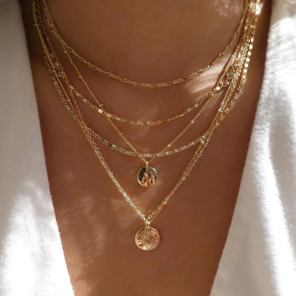 Vintage Gold Boho Layered Necklace Set for Women - Smarsty