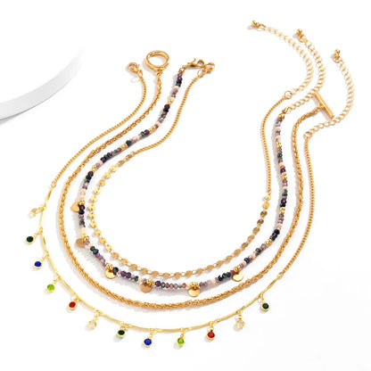 Boho Colorful Crystal Sequin Tassel Choker Necklace - Smarsty