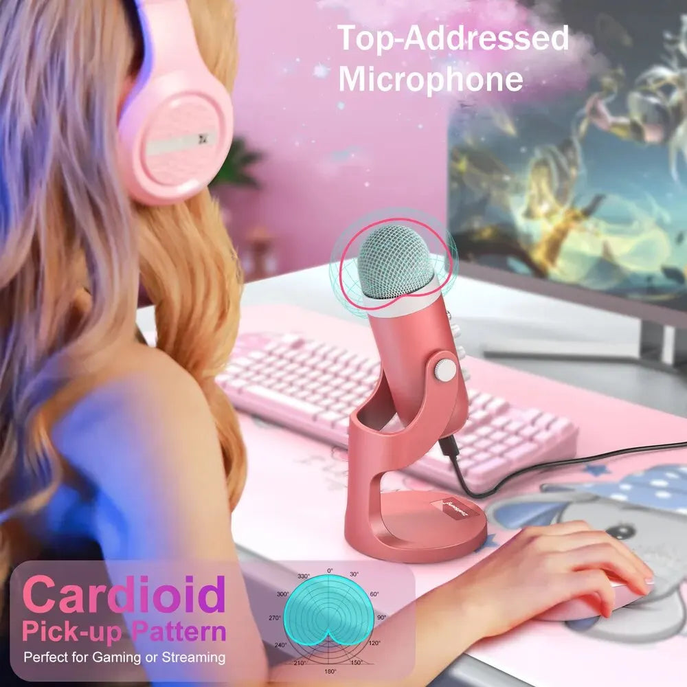 Haomuren Pink USB Condenser Microphone for Streaming - Smarsty