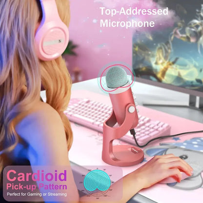 Haomuren Pink USB Condenser Microphone for Streaming - Smarsty