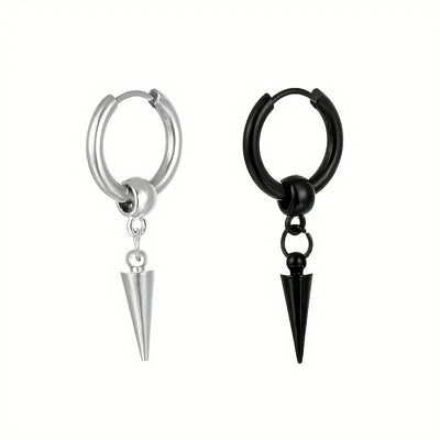 Fashion Stainless Steel Cone Pendant Earrings for Men - Smarsty