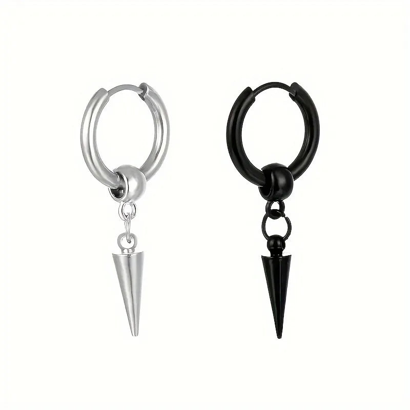 Fashion Stainless Steel Cone Pendant Earrings for Men - Smarsty