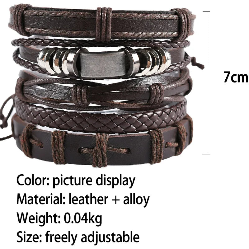 Viking Leather Bracelet For Men Adjustable Skull Design - Smarsty