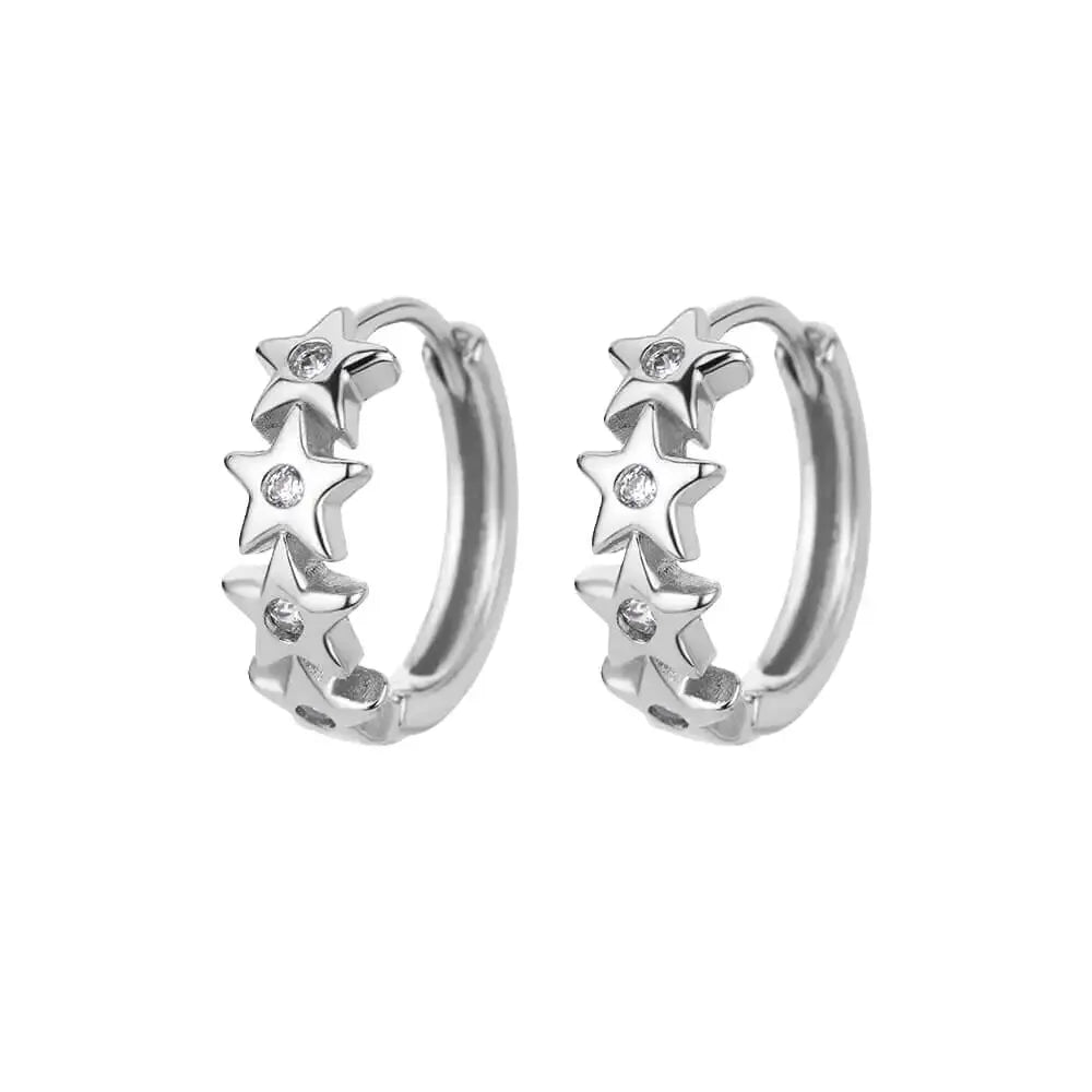 Stainless Steel Star Hoop Earrings Gold Tone Hypoallergenic - Smarsty