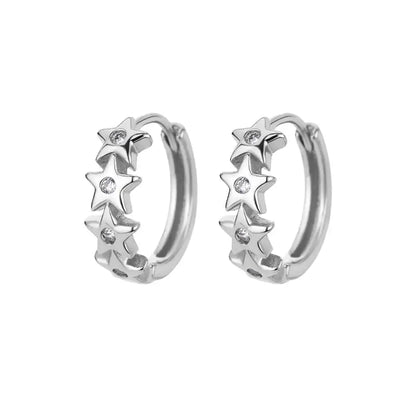 Stainless Steel Star Hoop Earrings Gold Tone Hypoallergenic - Smarsty