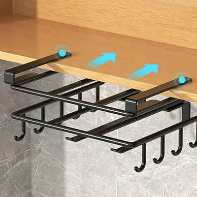Kitchen Hanging Organizer Rack with Hooks Under Cupboard Paper Towel Rags Hanger Cutting Board Pot Cover Holder Storage Shelf by Smarsty