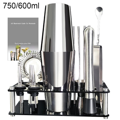 Boston Cocktail Shaker Bar Tool Set with Holder - Smarsty