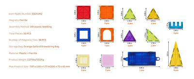 SucceBuy 55pcs Magnetic Building Blocks Construction Set Magnet Tiles Children Montessori Educational Game Toys for Kids Gifts