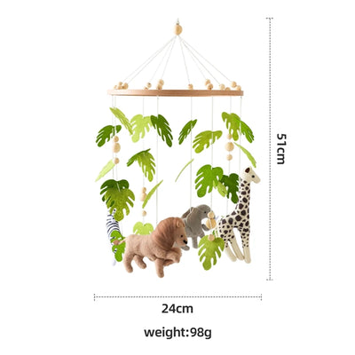 Baby Crib Mobile Rattle Toy For 0-12 Months Cartoon Felt Forest Animal Bed Bell Hanging Wooden Bracket Mobile Newbaby Rattle Toy by Smarsty