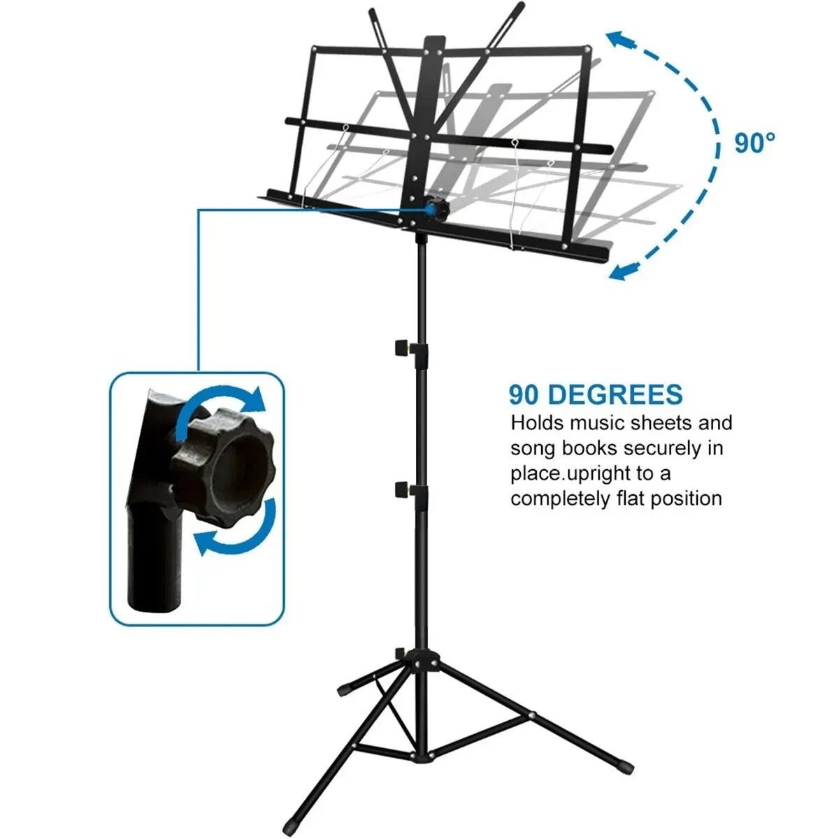 Music Stand 2 in 1 Dual Use Folding Sheet Music Stand Desktop Book Stand Portable and Lightweight - Smarsty