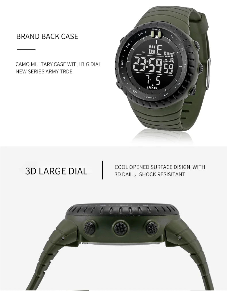 SMAEL Waterproof Digital Sports Watch with Big Dial - Smarsty