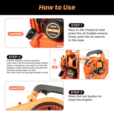 Gas Leaf Blower 25.4CC 2-Stroke 4.59ft³/h Commercial Handheld Gas Leaf Blower Grass Lawn Yard Dust Blowing Cleaning Tool - Smarsty