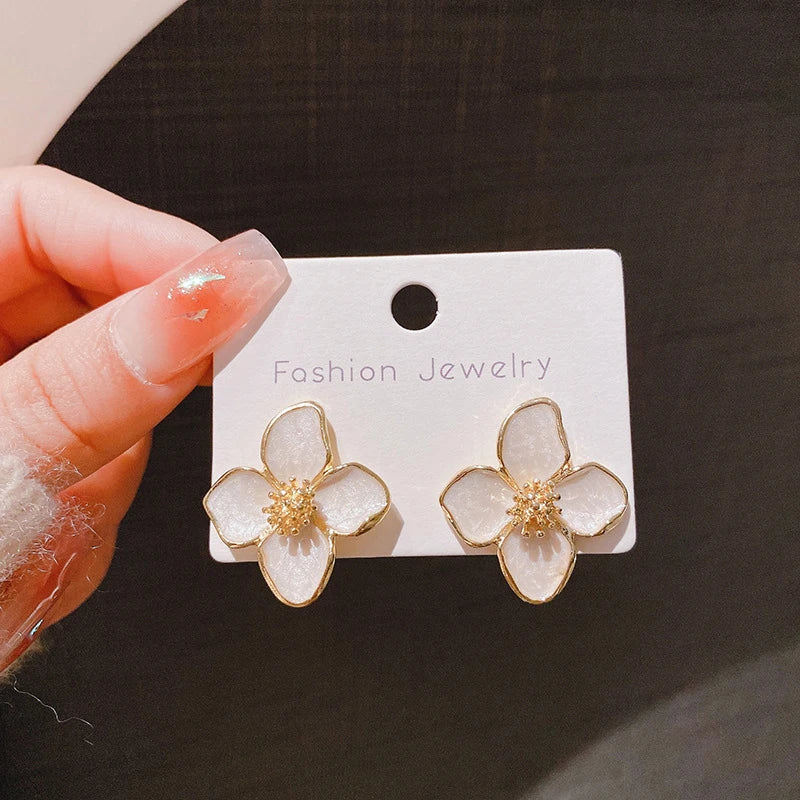 Hibiscus Flower Stud Earrings Vintage Romantic Gift - Smarsty