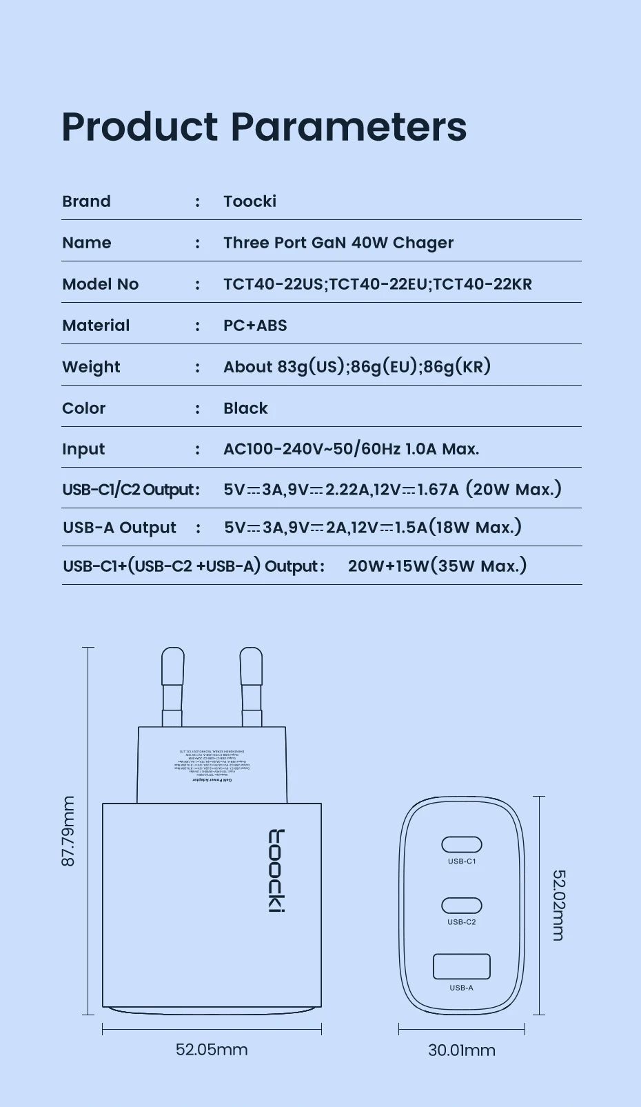 40W GaN USB C Travel Charger Fast Charge for Phones - Smarsty