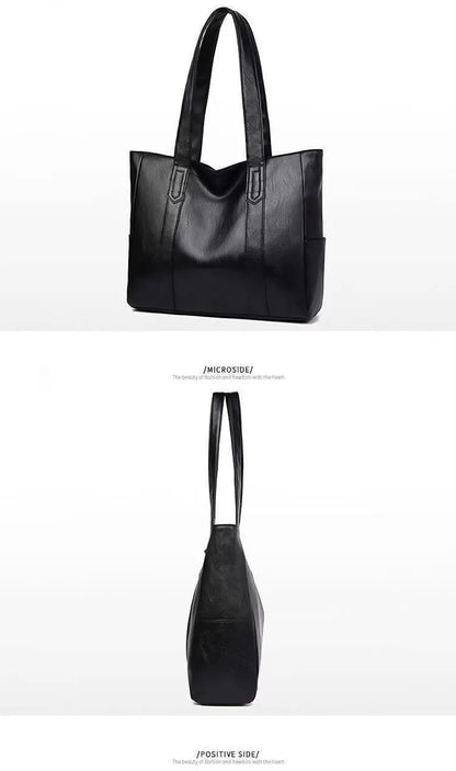 Vintage Large Capacity Tote Bag Vegan Leather For Commute - Smarsty