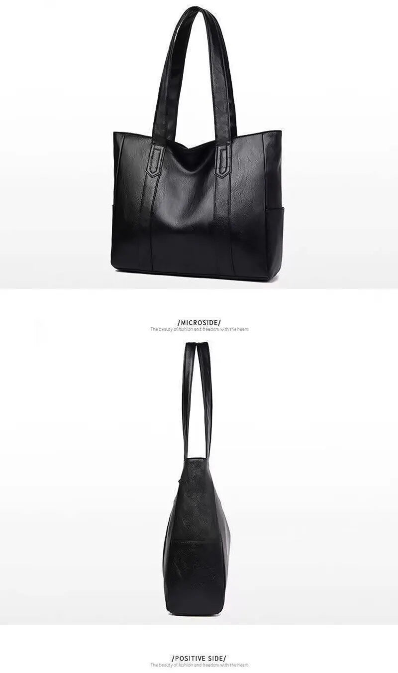 Vintage Large Capacity Tote Bag Vegan Leather For Commute - Smarsty