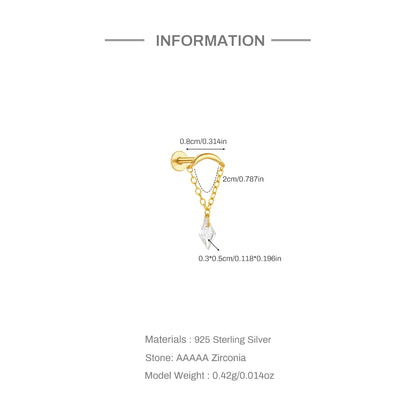 925 Sterling Silver Lotus Tassel Zircon Stud Earrings - Smarsty