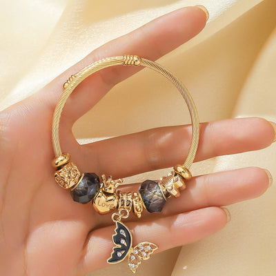 Fashion Stainless Steel Beaded Love Bracelet for Women - Smarsty