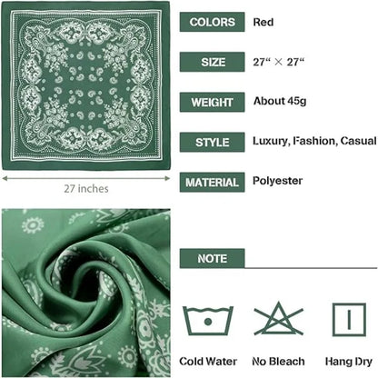 Women Paisley Satin Scarf Lightweight Sun Protection Shawl - Smarsty