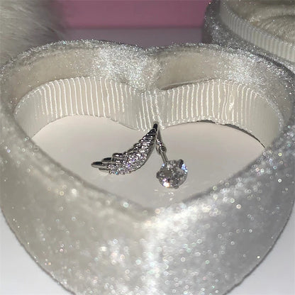 Stainless Steel Ear Cuff With Rhinestone Wing Sparkle - Smarsty