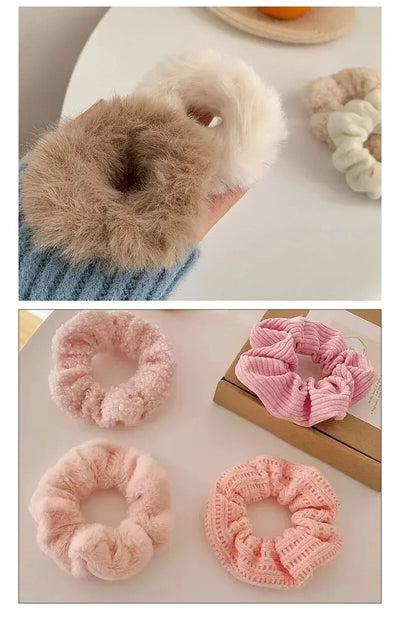 7/21 Pcs/Set Women Hair Scrunchies Set Plush Solid Hair Band for Girls Ponytail Holder Rubber Bands Hair Ties Hair Accessories - Smarsty