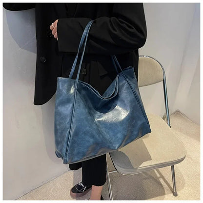 Women PU Leather Tote Bag Large Capacity Shoulder Crossbody - Smarsty