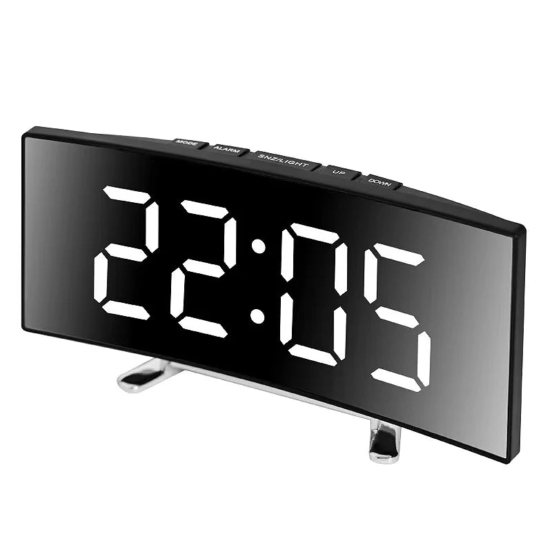 LED Curved Alarm Clock with Dual-purpose Mirror Display - Smarsty