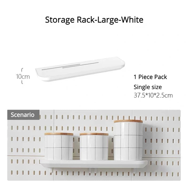 New DIY Pegboard Accessories Hanging Shelf Storage Hooks Wall Organizer No Punching Crafts Organization For Garage Kitchen Room