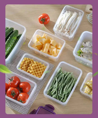 Kitchen Refrigerator Sealed Rectangular Refrigerator Storage Box with Lid Plastic Crisper Microwave-heated Lunch Box Storage Box by Smarsty