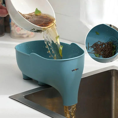 Sink Strainer Elephant Sculpt Leftover Drain Basket Fruit and Vegetable Washing Basket Hanging Drainer Rack Kitchen Accessories by Smarsty