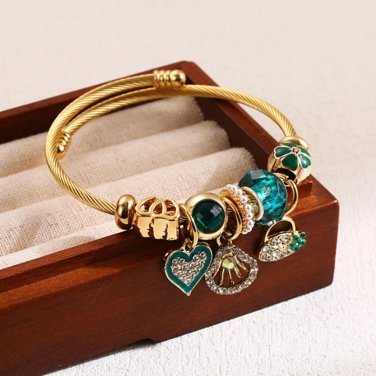 Fashion Stainless Steel Beaded Love Bracelet for Women - Smarsty