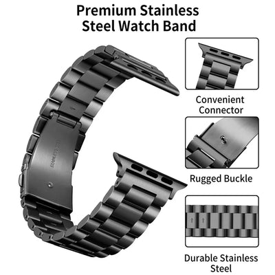 Stainless Steel Strap for Apple Watch Ultra 3/2 Band 46mm 49mm 40mm 44mm 42mm 41mm 45mm Bracelet IWatch Series 11 10 9 8 7 SE 6 - Smarsty
