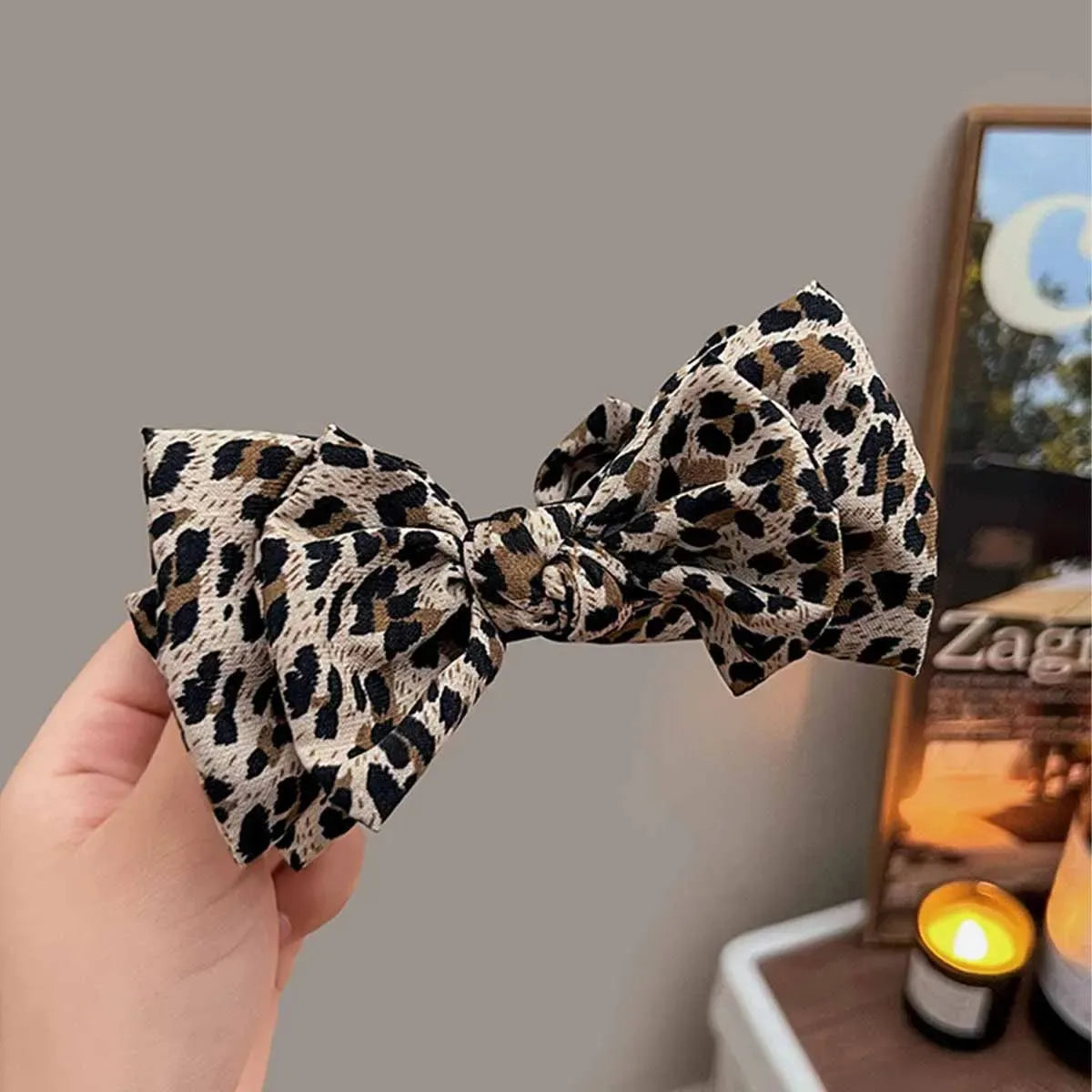 Vintage Leopard Print Bow Hair Accessory for Women - Smarsty