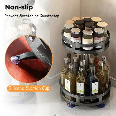 360°Rotation Spice Rack Organizer Jar Cans Non-Skid Storage Tray for Seasonings Kitchen storage rack Kitchen Accessories by Smarsty