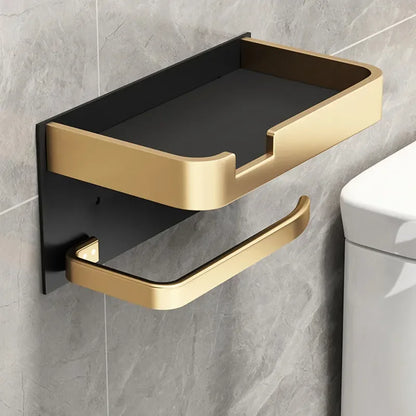 Black Gold Wall Mount Toilet Paper Holder with Shelf - Smarsty