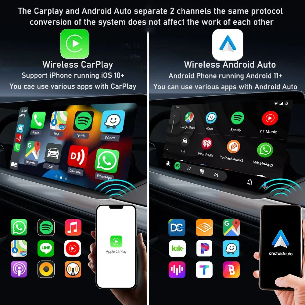 Wireless CarPlay Android Auto Box 4 In 1 Car Adapter - Smarsty