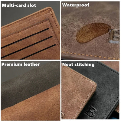 New Retro Men Leather Wallets Small Money Purses Design Dollar Price Top Men Thin Wallet With Coin Bag Zipper - Smarsty